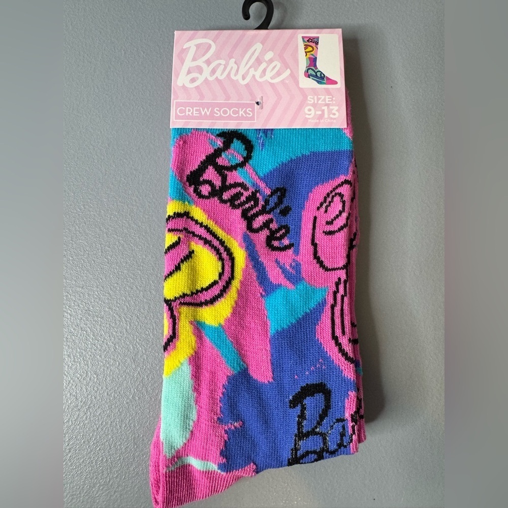 Barbie Multicolor retro vibrant Graphic crew socks pop color art